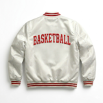 Handmade Unisex White Satin Basketball Jacket Classic Streetwear Comfortable Fit - Image 2